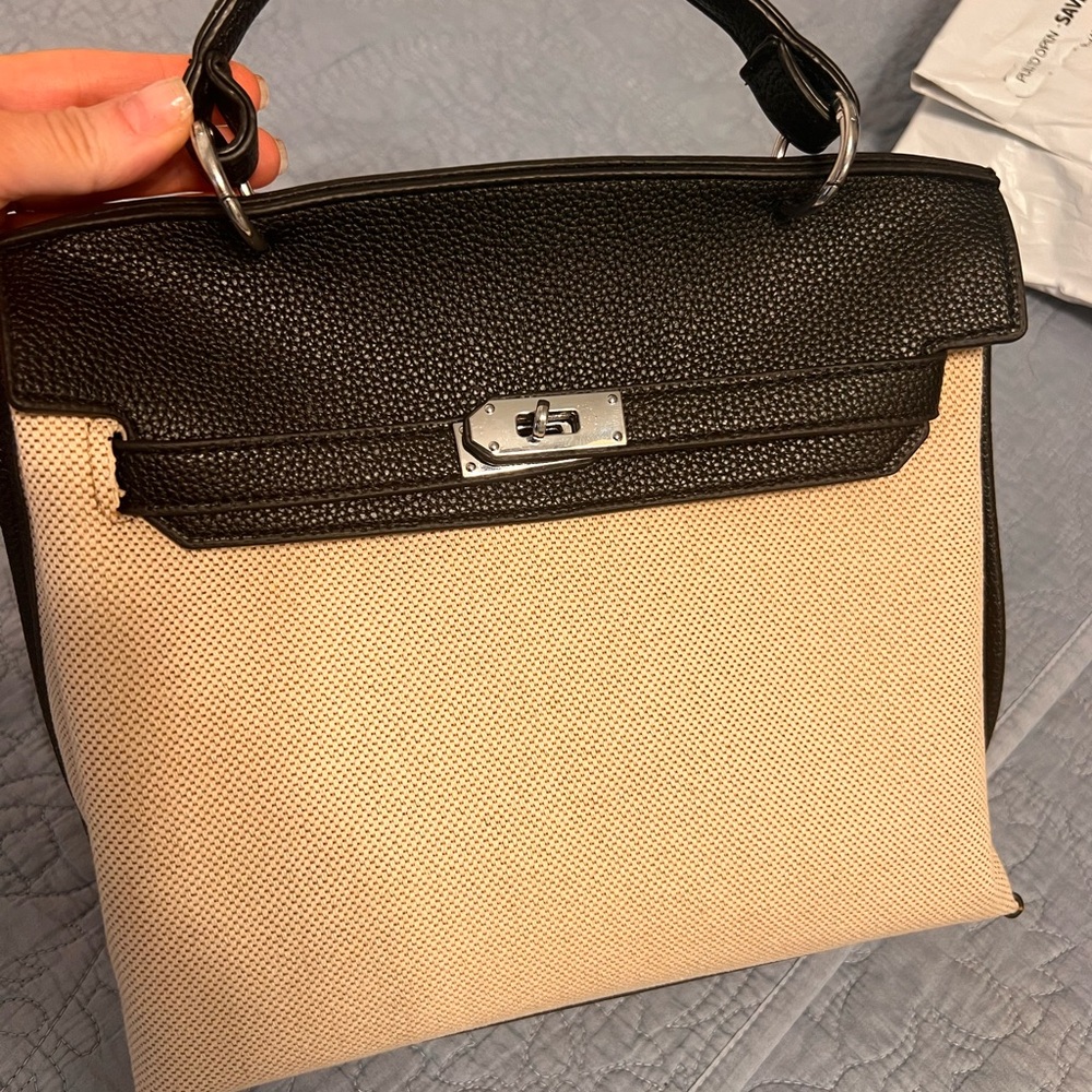 Elegant Black and Cream Women's Handbag